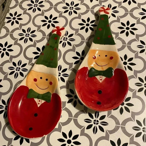 Set of 2 Elf Spoon Rests - Picture 1 of 5